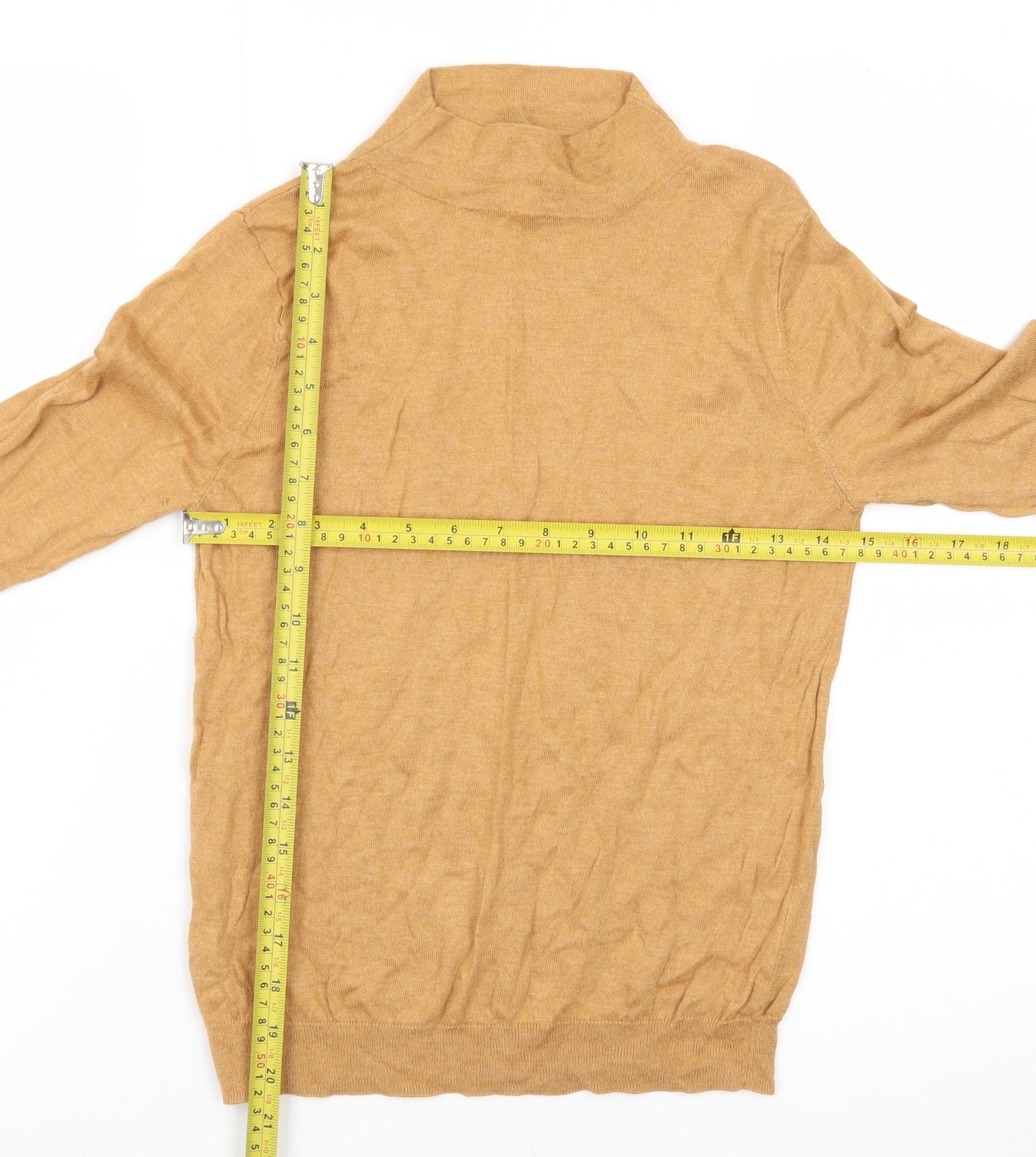 MNG Women’s Beige Roll Neck Wool Blend Pullover Jumper Size S