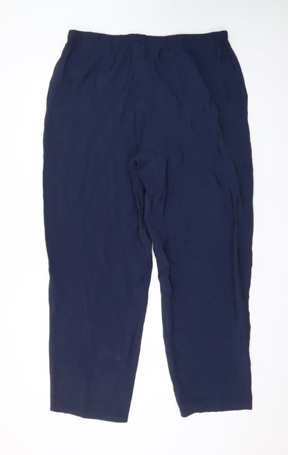 Marks and Spencer Men's Blue Regular Fit Drawstring Trousers Size 16