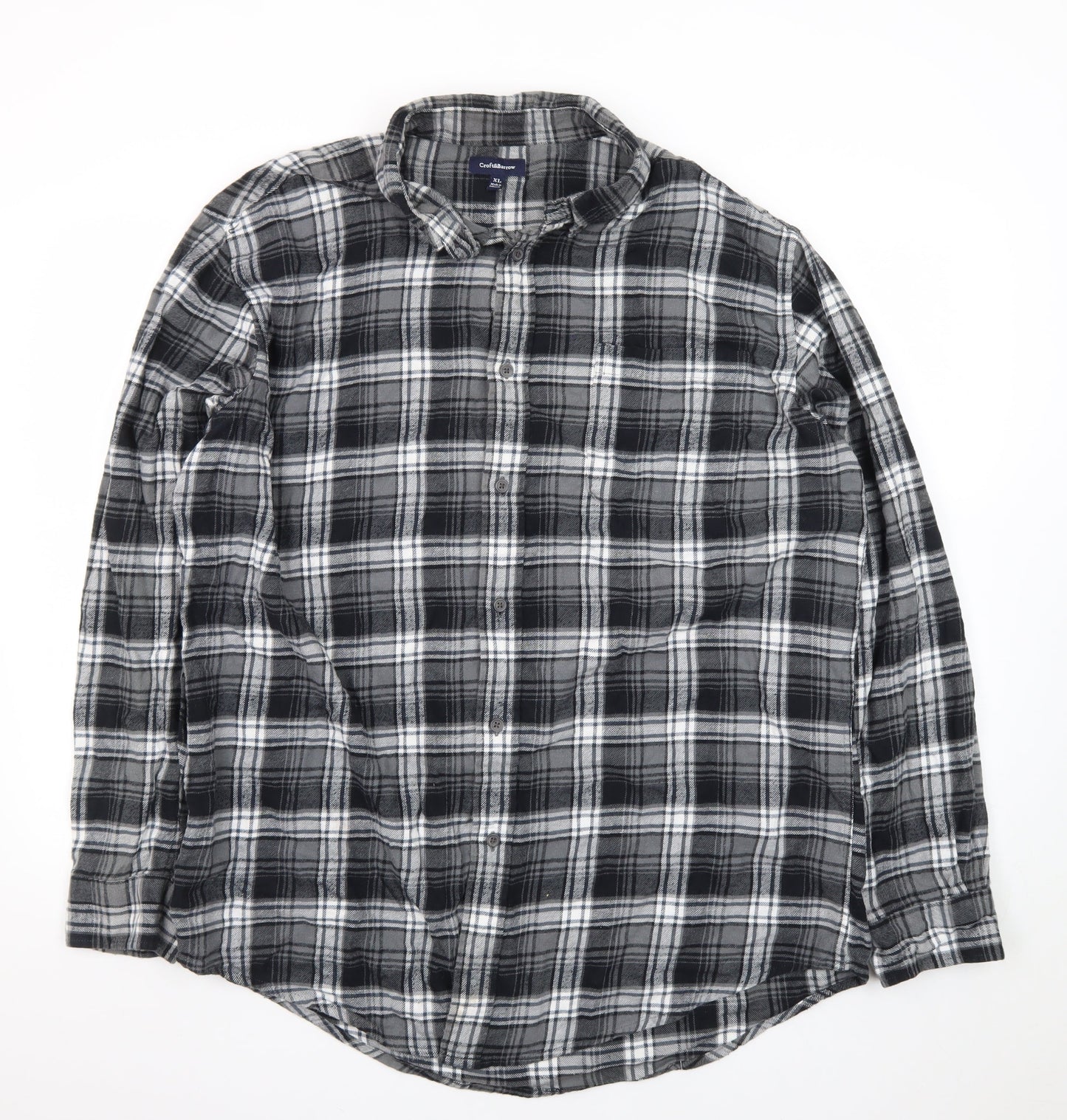 Croft & Barrow Men’s Grey Plaid Flannel Button-Up Shirt XL