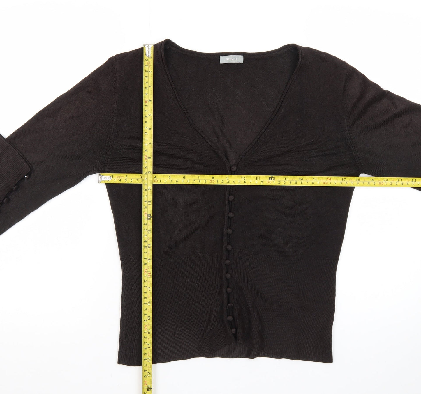 Marks and Spencer Per Una Women's Black V-Neck Button Cardigan Size 16