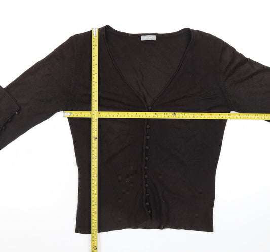 Marks and Spencer Per Una Women's Black V-Neck Button Cardigan Size 16
