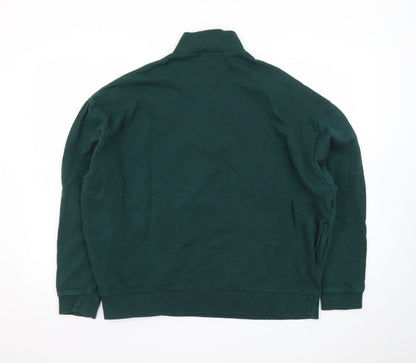ASOS Men's Green 1/2 Zip High Neck Cotton Jumper Size L