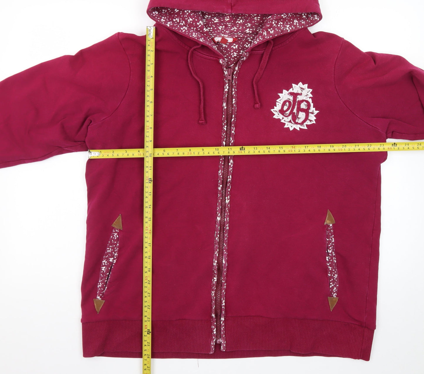 Joe Browns Womens Red Hooded Full Zip Jacket Size 22 Cotton Blend