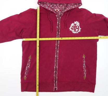 Joe Browns Womens Red Hooded Full Zip Jacket Size 22 Cotton Blend