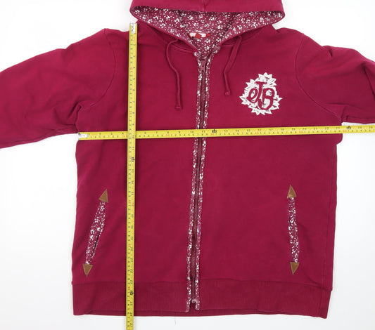 Joe Browns Womens Red Hooded Full Zip Jacket Size 22 Cotton Blend