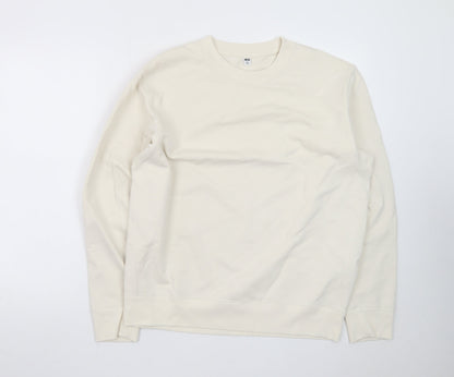 Uniqlo Women Ivory Crew Neck Pullover Sweatshirt M