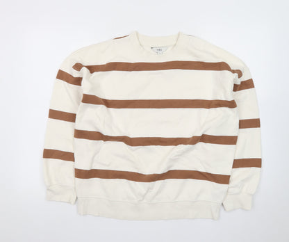 Marks and Spencer Women’s Beige Stripe Crew Neck Sweatshirt Size M