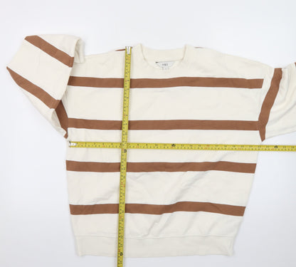 Marks and Spencer Women’s Beige Stripe Crew Neck Sweatshirt Size M