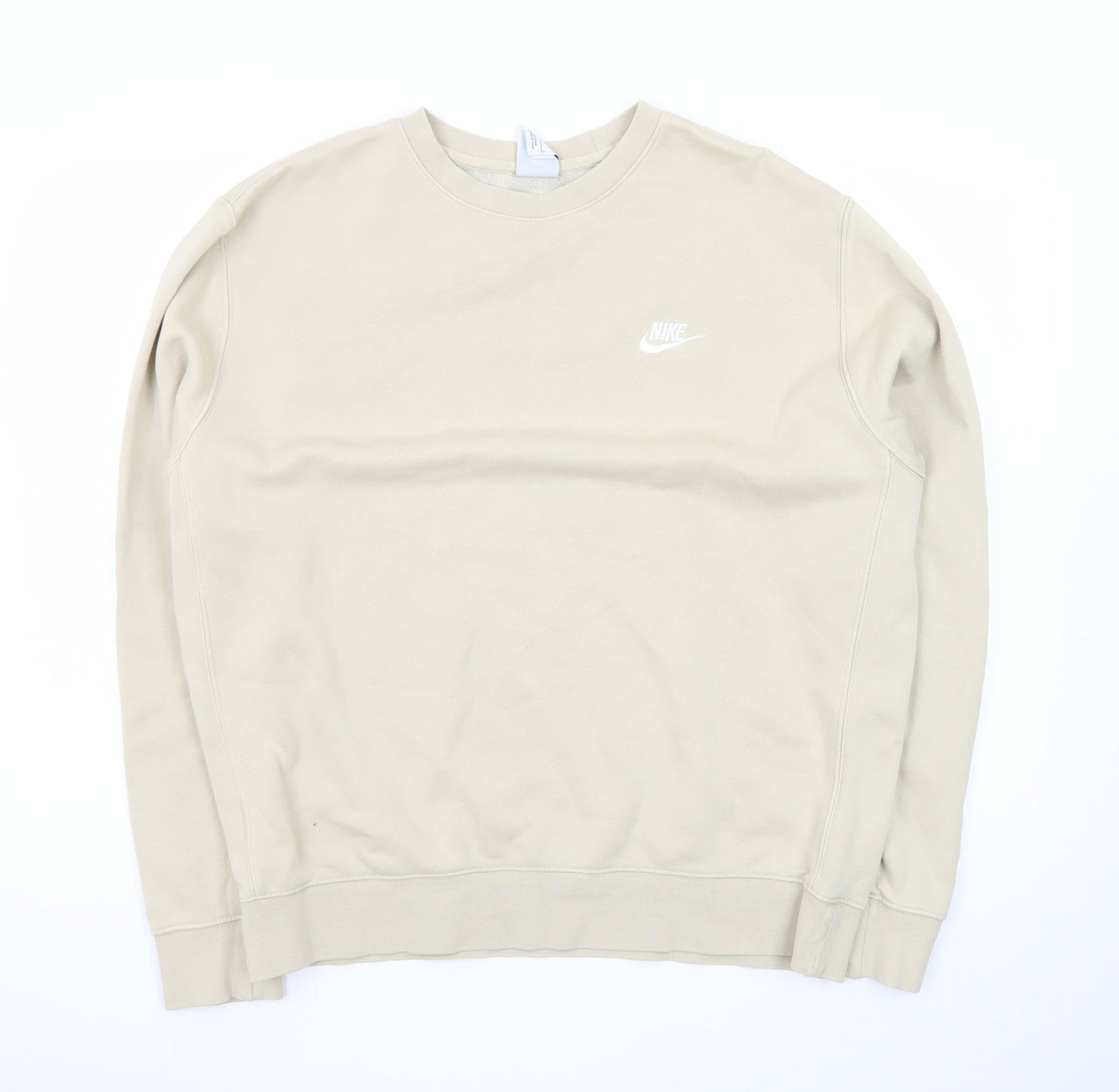 Nike Womens Beige Crew Neck Pullover Sweatshirt Size L Cotton Blend