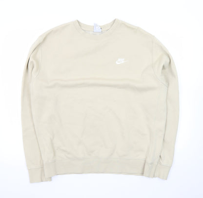 Nike Womens Beige Crew Neck Pullover Sweatshirt Size L Cotton Blend