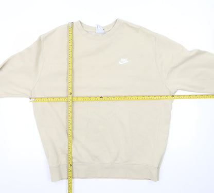 Nike Womens Beige Crew Neck Pullover Sweatshirt Size L Cotton Blend