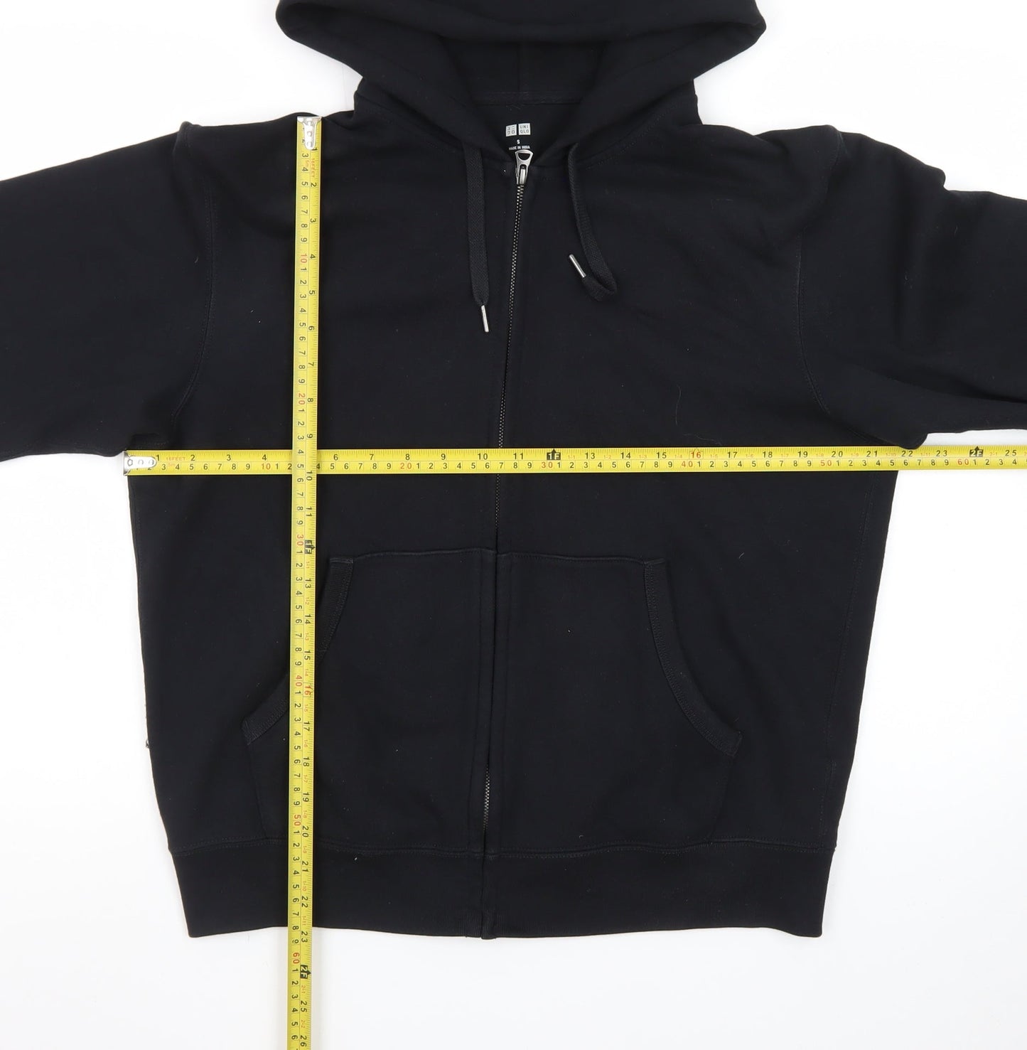 Uniqlo Men’s Black Full Zip Hoodie Size S Cotton Jersey