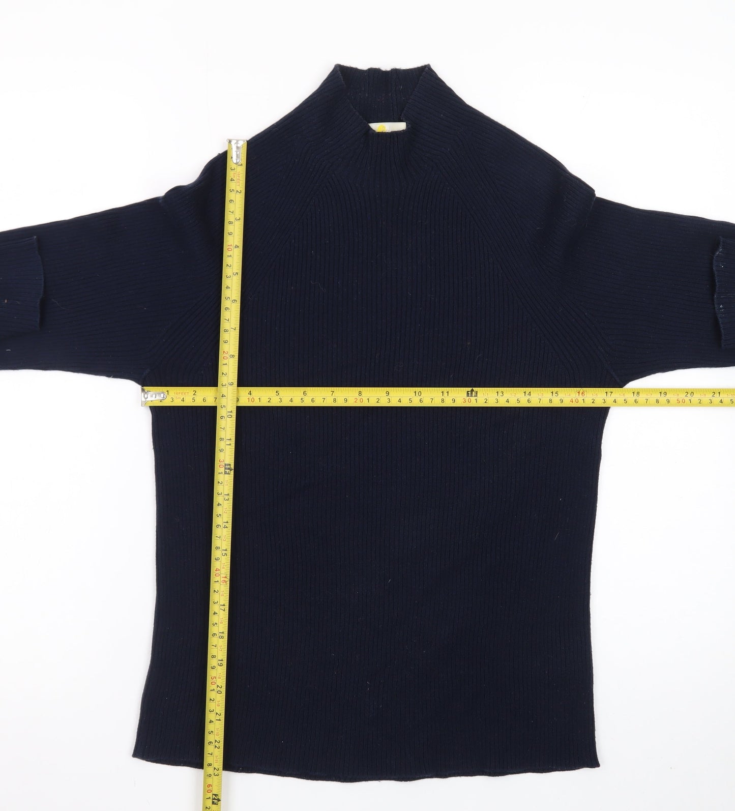 Bran Womens Black Cotton Mock Neck Long Sleeve Jumper UK 14