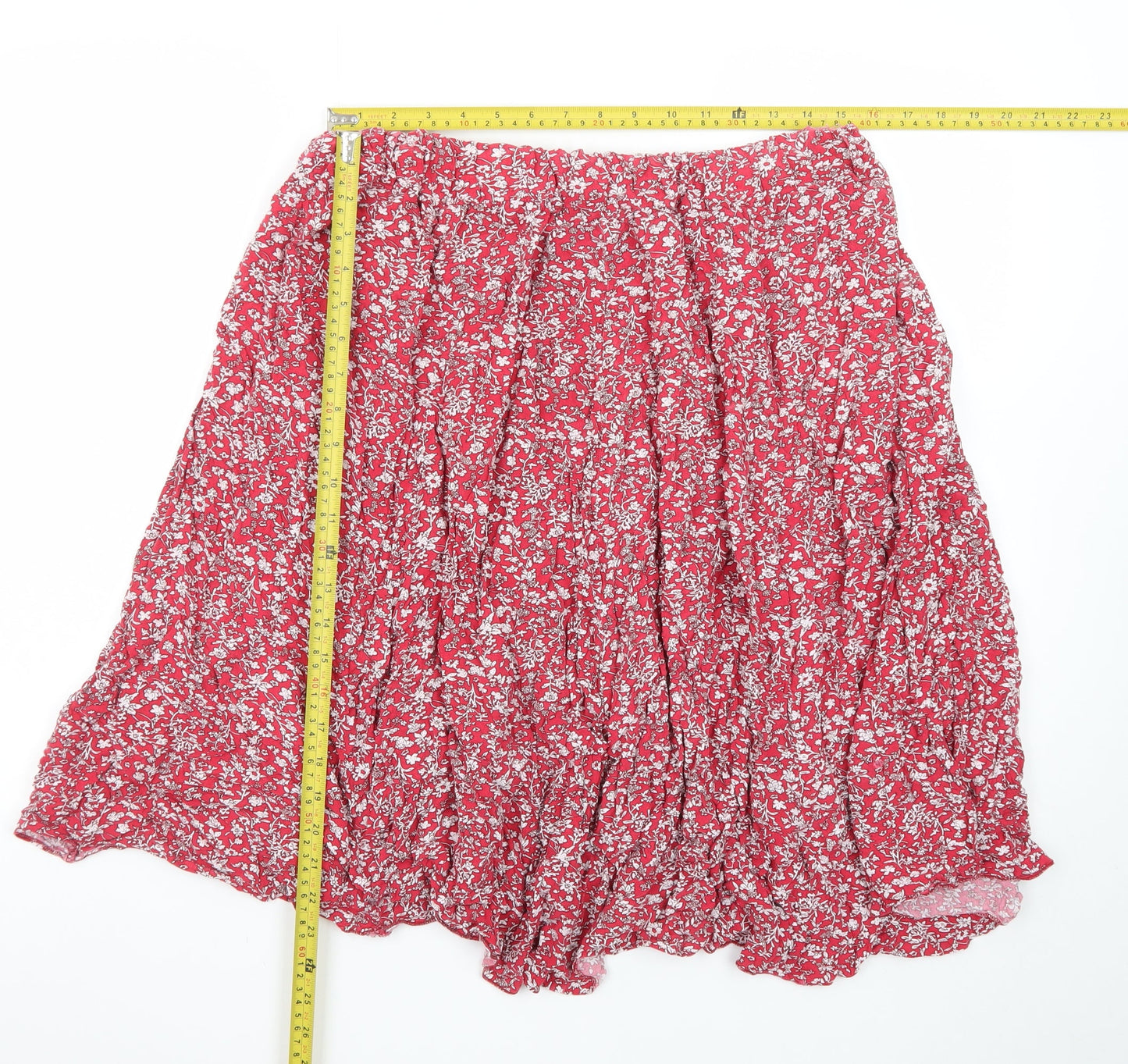Roman Womens Red Floral A-Line Knee Length Skirt Size 18