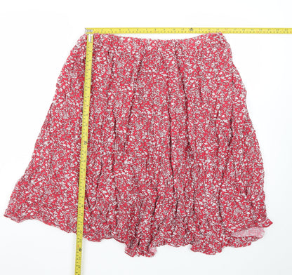 Roman Womens Red Floral A-Line Knee Length Skirt Size 18