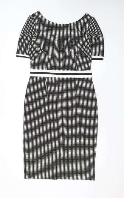 Next Women’s Black Check Bodycon Knee Length Dress Size 10