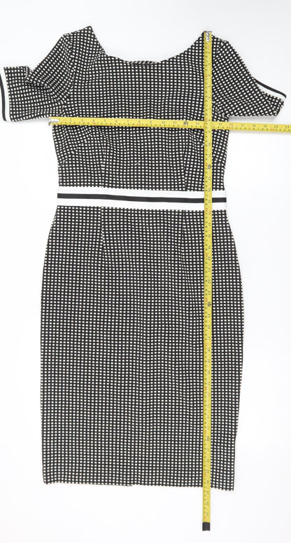 Next Women’s Black Check Bodycon Knee Length Dress Size 10