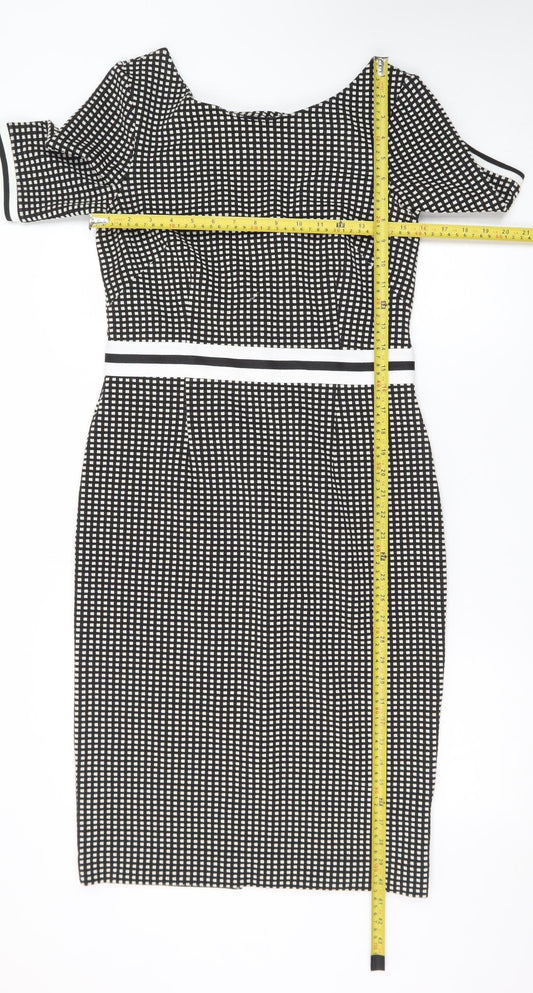 Next Women’s Black Check Bodycon Knee Length Dress Size 10