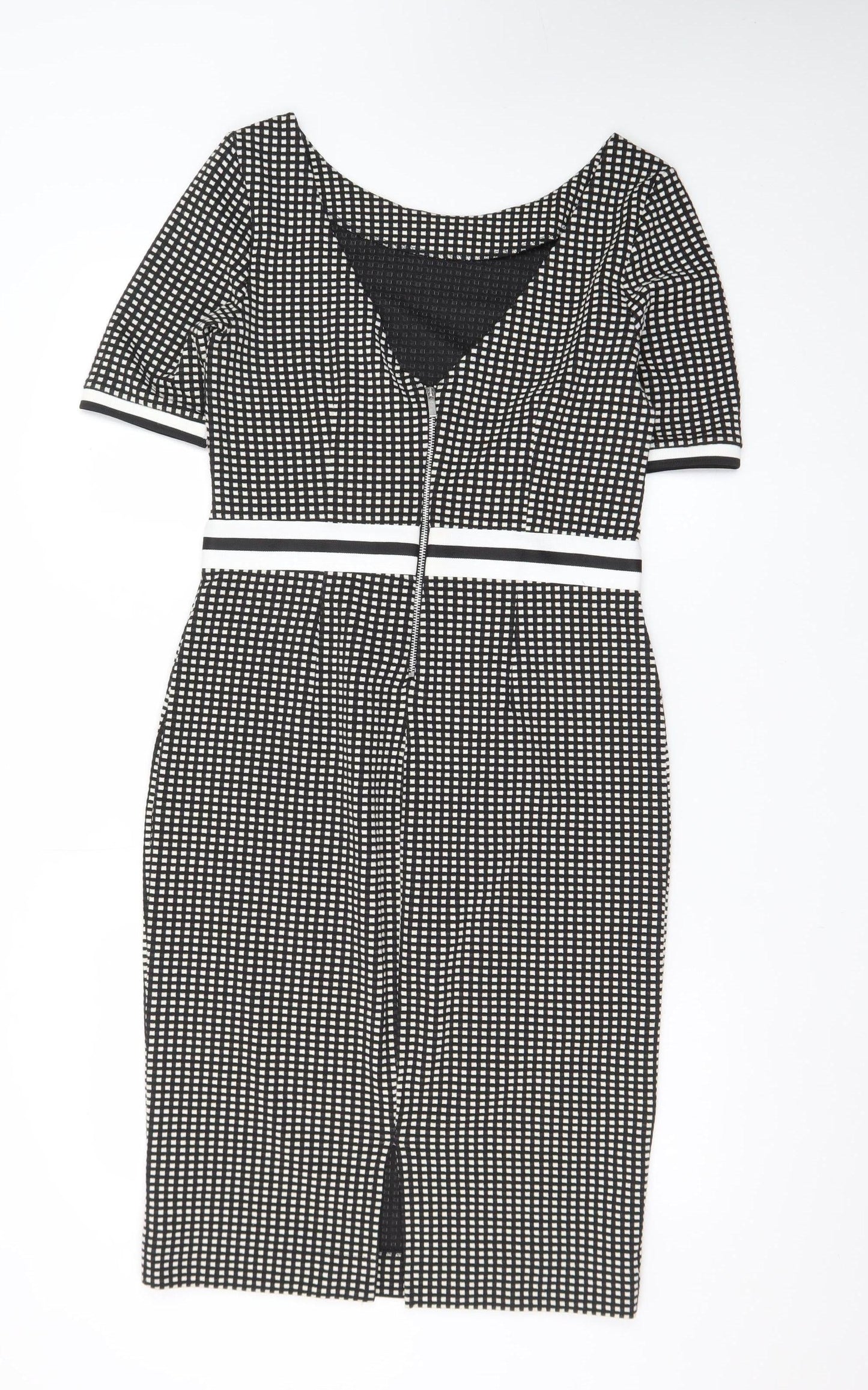 Next Women’s Black Check Bodycon Knee Length Dress Size 10