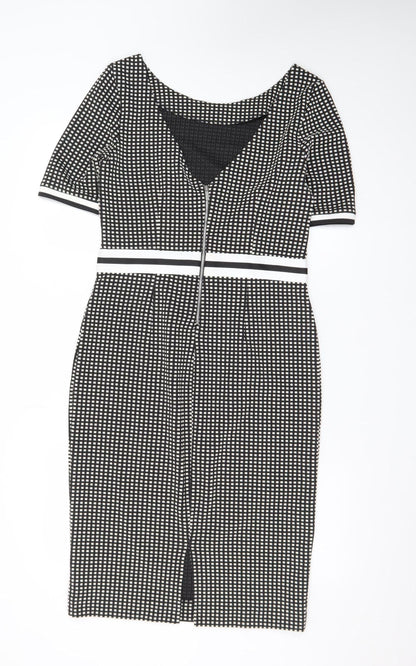 Next Women’s Black Check Bodycon Knee Length Dress Size 10