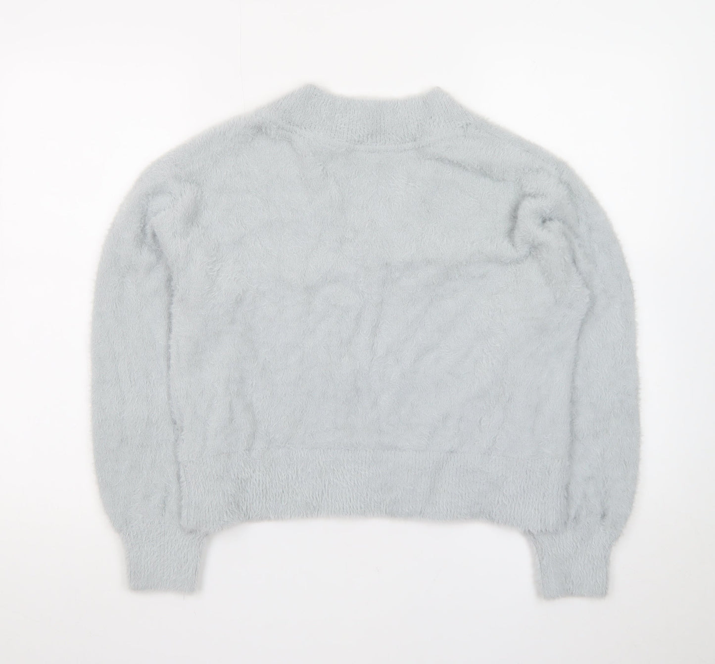 Marks and Spencer Women’s Grey V-Neck Fluffy Knit Pullover Jumper Size M