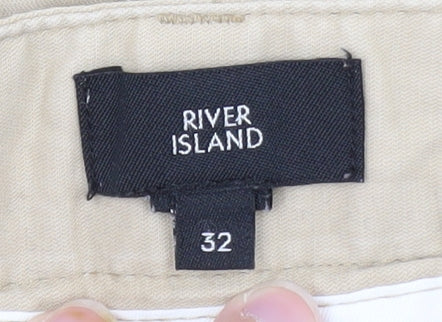 River Island Mens Beige Cargo Shorts Size 32 Regular Fit
