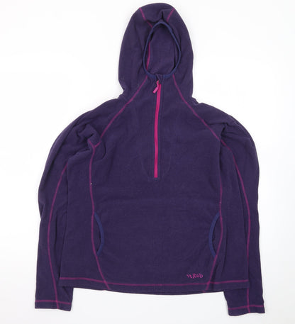 Rab Women's Purple 1/2 Zip Hooded Pullover Fleece UK 14