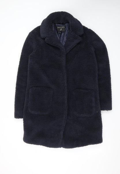 Dorothy Perkins Women's Blue Fleece Mid-Length Coat Size 8