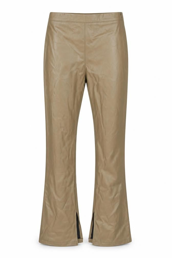 Topshop Women Brown Faux Leather Flared Trousers Size 10