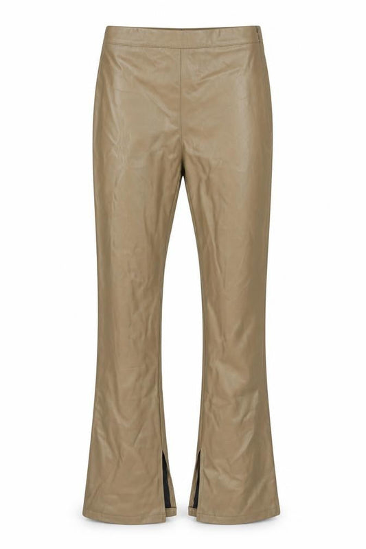 Topshop Women Brown Faux Leather Flared Trousers Size 10