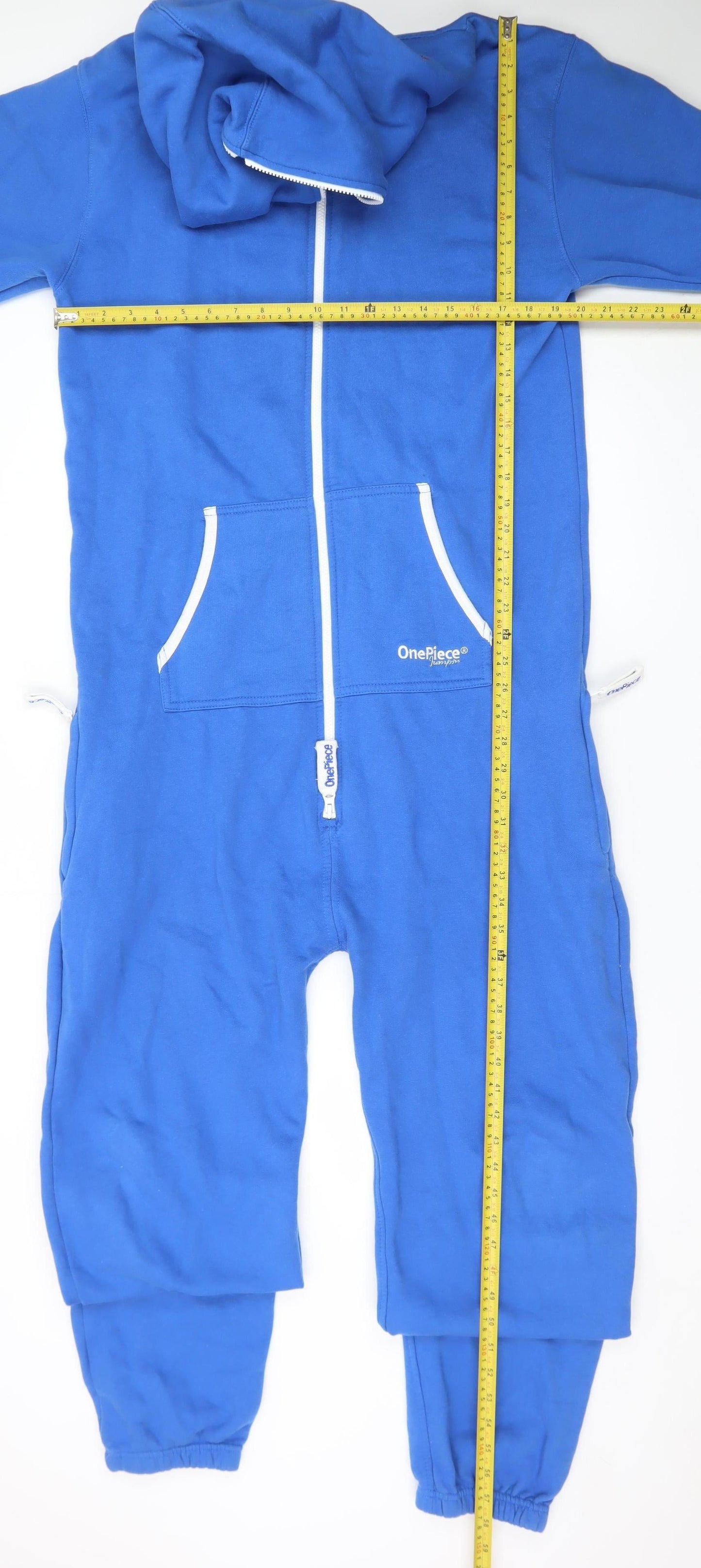 OnePiece Blue Hooded Fleece Zip One Piece Jumpsuit Men's M