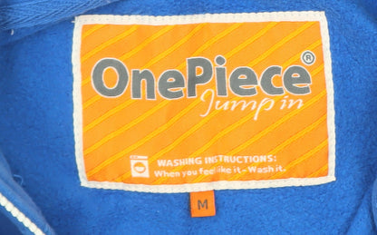 OnePiece Blue Hooded Fleece Zip One Piece Jumpsuit Men's M