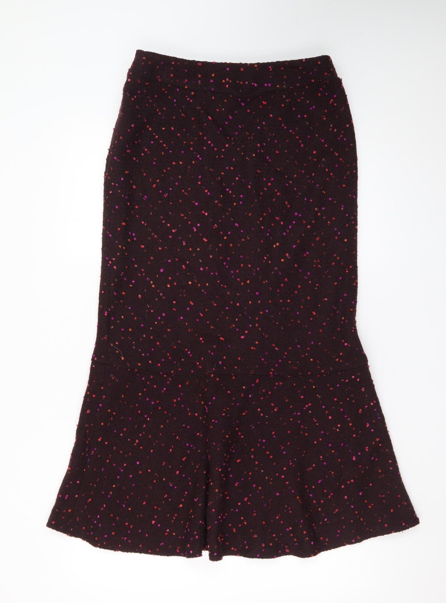 Kaliko Women Brown Geometric Wool Blend Lined Midi Trumpet Skirt Size 10