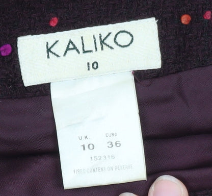 Kaliko Women Brown Geometric Wool Blend Lined Midi Trumpet Skirt Size 10