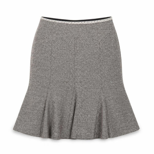 Oasis Women Brown Wool Tweed Flared Knee Length Skirt Size 14