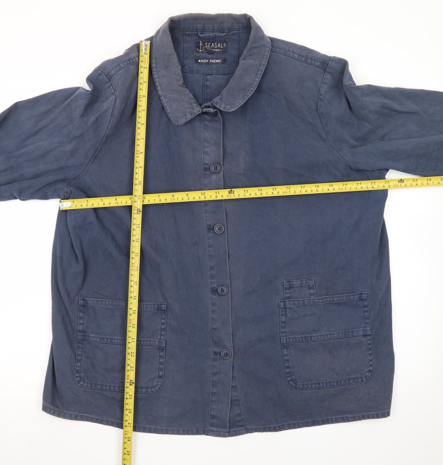 Seasalt Cornwall Women's Blue Cotton Button Casual Jacket Size 20