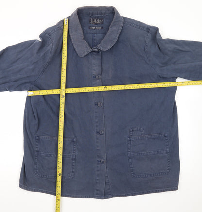 Seasalt Cornwall Women's Blue Cotton Button Casual Jacket Size 20