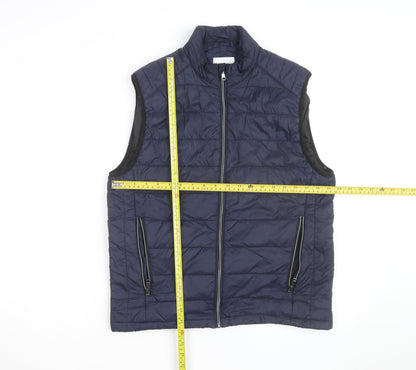 Zara Men's Blue Puffer Quilted Waistcoat Size M Regular Fit