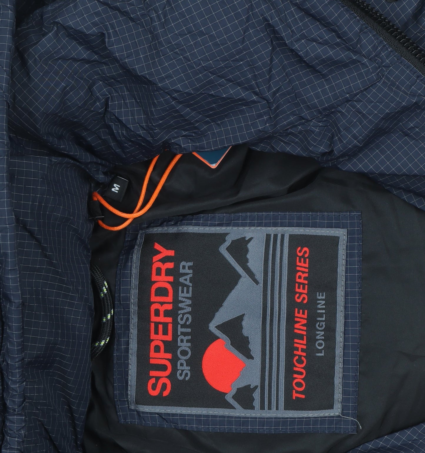 Superdry Men Blue Longline Puffer Coat Hooded Winter Jacket M