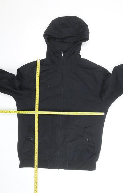 French Connection Men's Black Hooded Full Zip Windbreaker Jacket Size S
