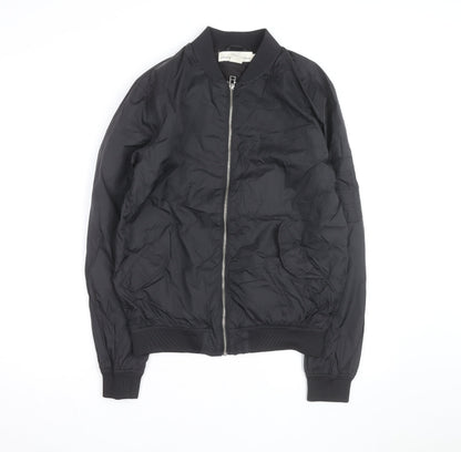 H&M L.O.G.G Mens Black Bomber Jacket S Lightweight Zip Pockets