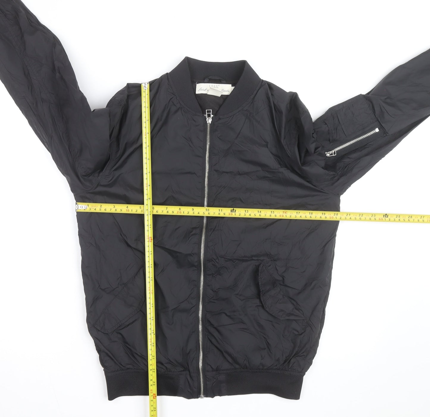 H&M L.O.G.G Mens Black Bomber Jacket S Lightweight Zip Pockets