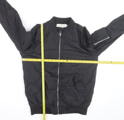 H&M L.O.G.G Mens Black Bomber Jacket S Lightweight Zip Pockets