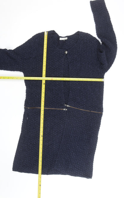 Maison de Nîmes Women's Blue Knit Cardigan Size 8 Zip Detail