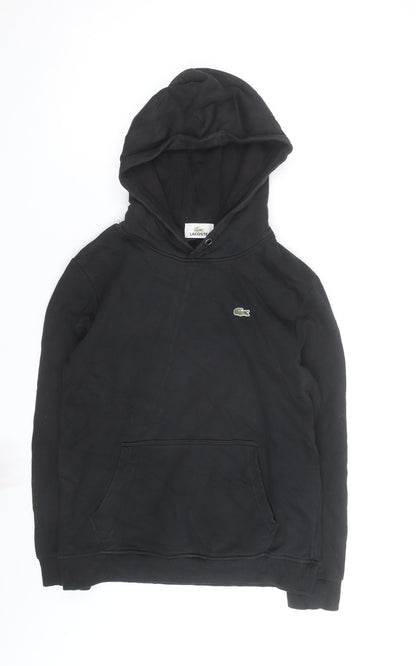Lacoste Men's Black Pullover Hoodie M Regular Fit Logo Cotton