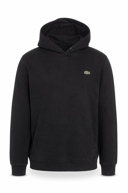 Lacoste Men's Black Pullover Hoodie M Regular Fit Logo Cotton