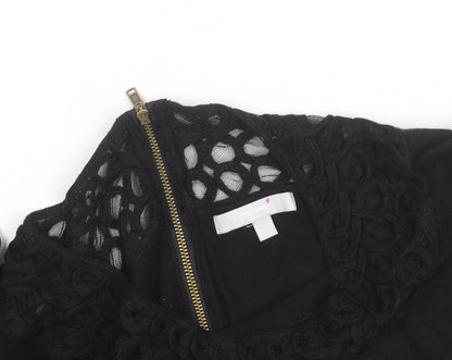 Per Una Women's Black Size 14 Crochet Neck Pullover Jumper