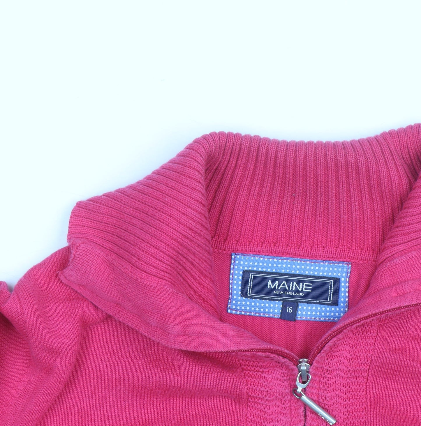 Maine New England Womens Pink Full Zip Cotton Jumper Size 16