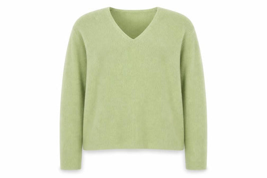 Wallis Women Green V-Neck Wool Blend Knit Jumper Size 14