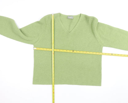 Wallis Women Green V-Neck Wool Blend Knit Jumper Size 14